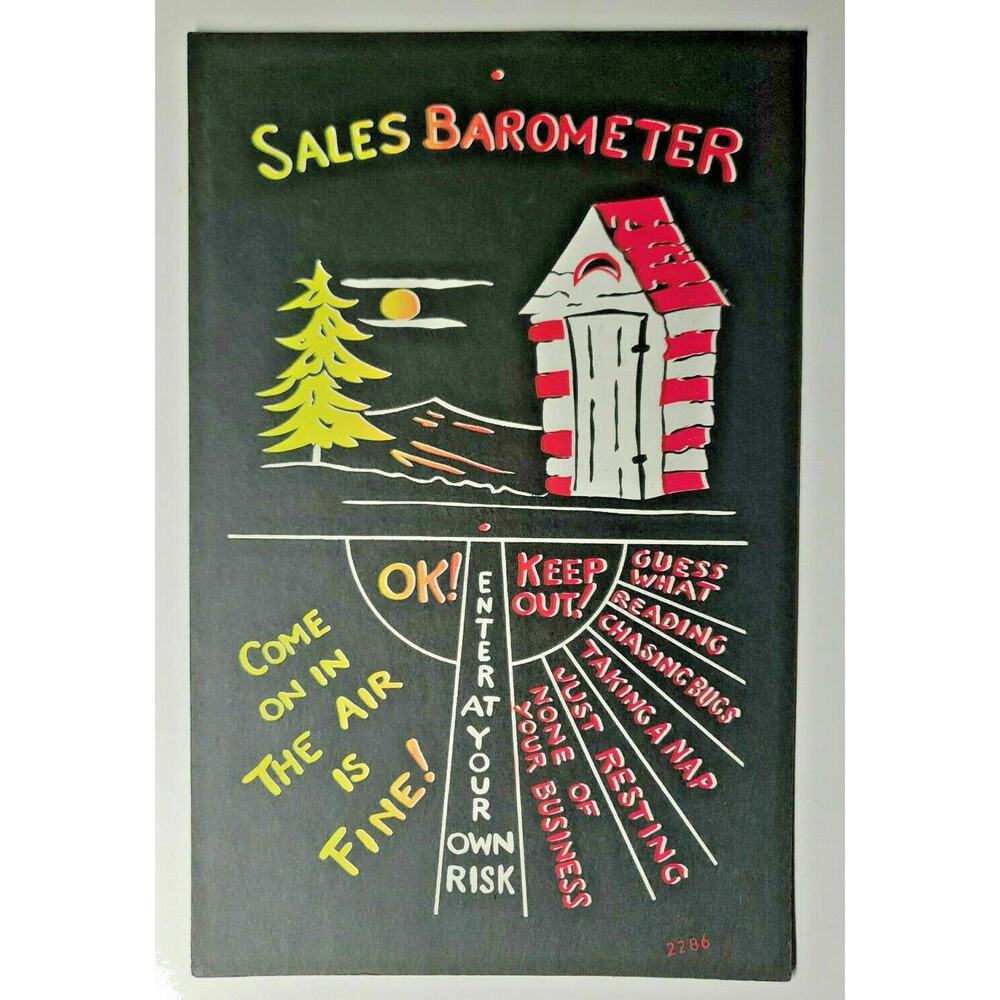 Vintage‎ "Sales Barometer" Humorous Black and White Sign 11x7 (B-1)